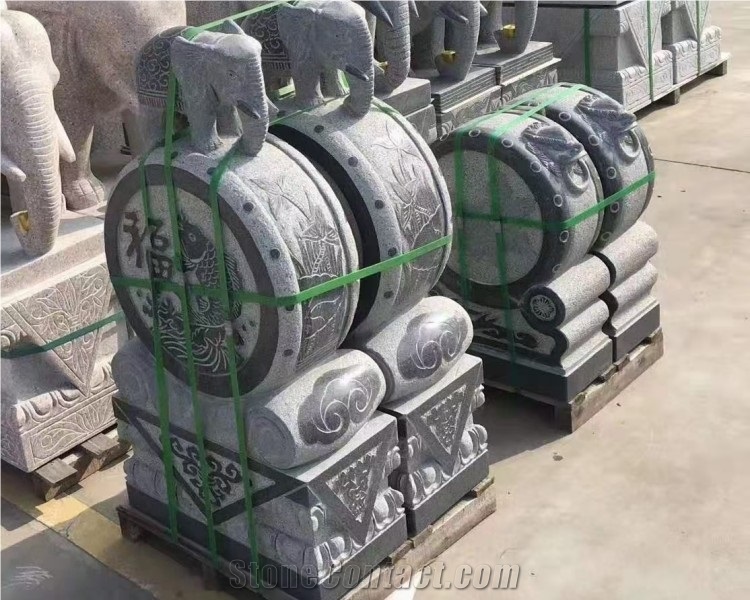 Chinese Courtyard Gate Large Drum Stone Carving BAO GU SHI