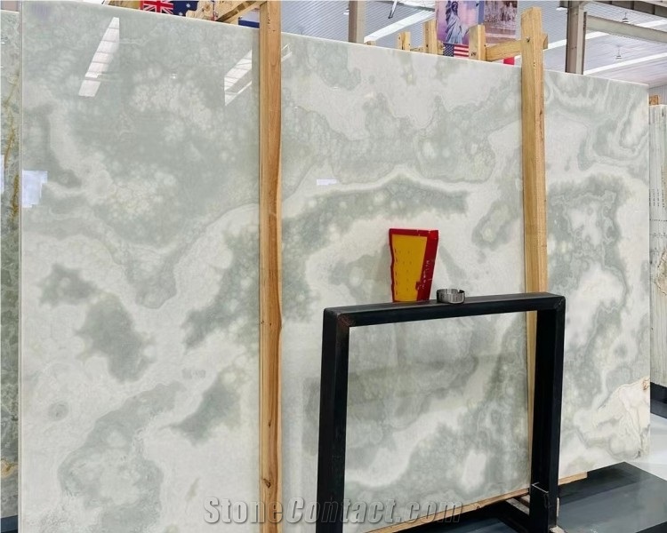 Golden Blue Onyx Slab For Hotel Villa Background Wall Design