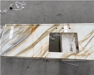 Hot White Natural Stone Calacatta Gold Marble Countertop