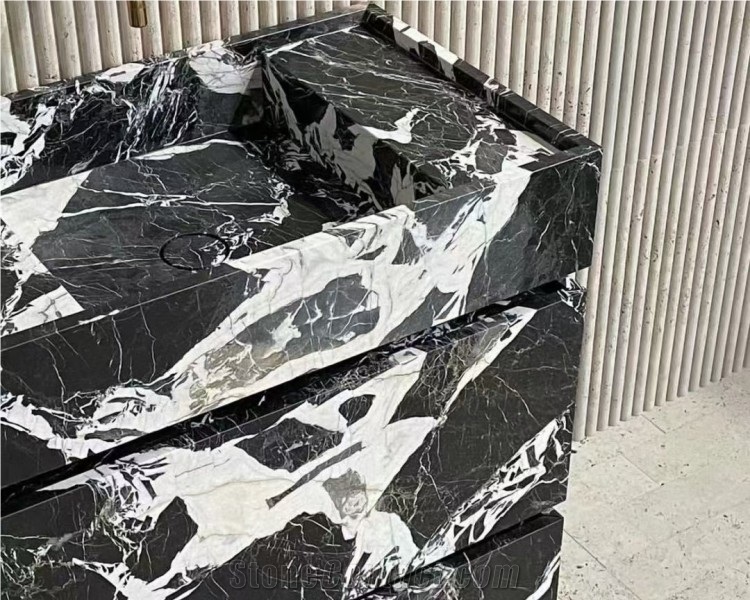 Napoleon Black Natural Marble Stone Slab Tiles Table Top