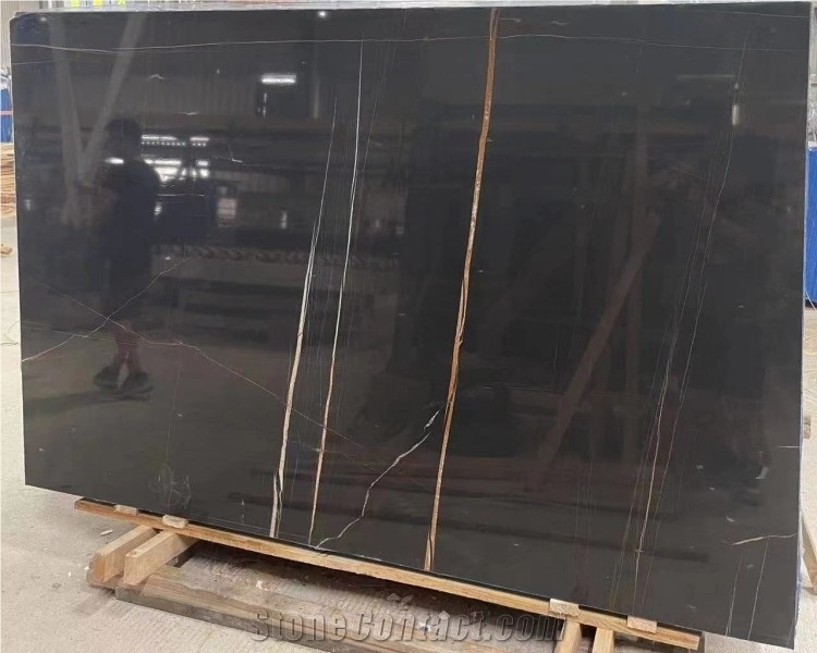 Natural Black Stone Noir Aziza Marble Slab