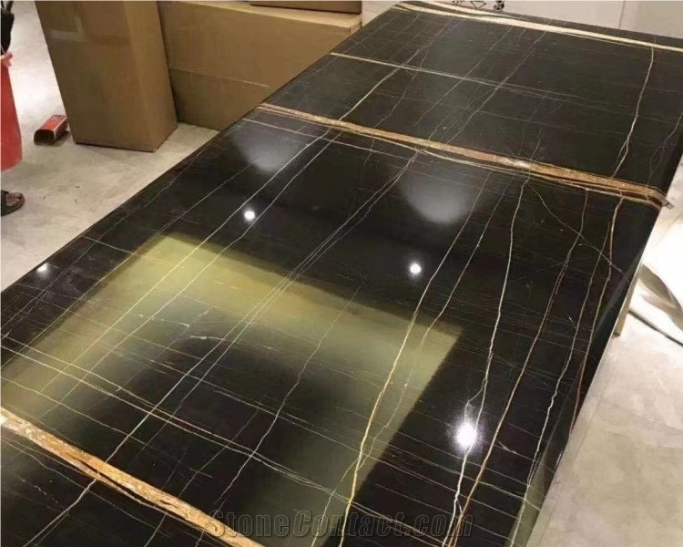 Natural Black Stone Noir Aziza Marble Slab