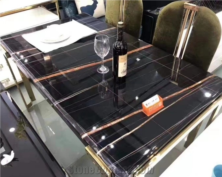 Natural Black Stone Noir Aziza Marble Slab