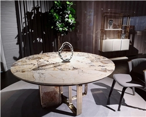 Natural Pandora Gold Granite Slab For Dinning Table Top Used