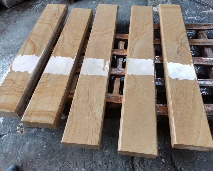 Natural Yellow Sandstone Stone Wall Cladding Wooden Tile