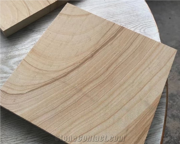 Natural Yellow Sandstone Stone Wall Cladding Wooden Tile