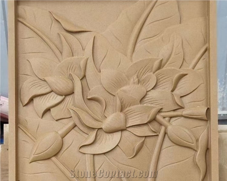 Natural Yellow Sandstone Stone Wall Cladding Wooden Tile