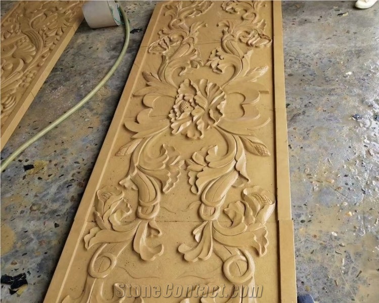 Natural Yellow Sandstone Stone Wall Cladding Wooden Tile
