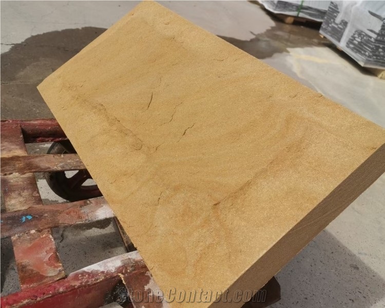 Natural Yellow Sandstone Stone Wall Cladding Wooden Tile