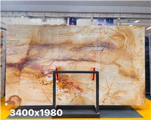 Natural Yellow Stone Polished Giallo Macaubas Quartzite Slab