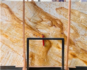 Natural Yellow Stone Polished Giallo Macaubas Quartzite Slab