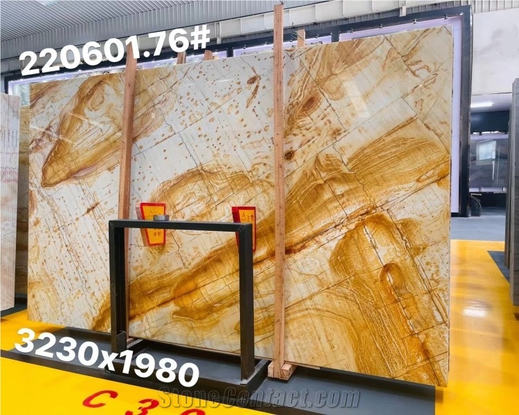 Natural Yellow Stone Polished Giallo Macaubas Quartzite Slab