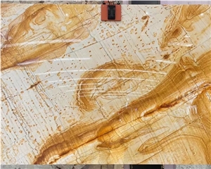 Natural Yellow Stone Polished Giallo Macaubas Quartzite Slab