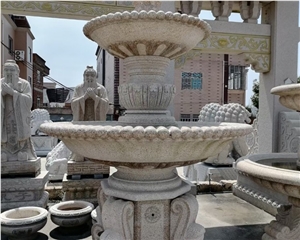 Outdoor Garden Decor Marble Fountain Stone Statue Waterfall