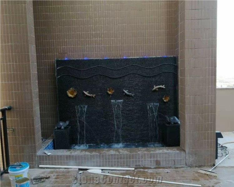 Outdoor Stone Resin Water Fountain Features Waterfall