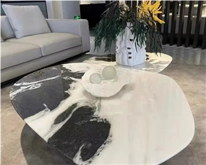 Panda White Marble White Stone Slabs Coffee Table Top