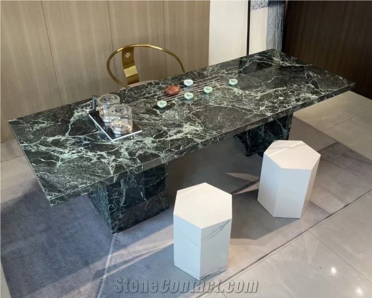 Polished Green Marble Natural Stone Coffee Table Tea Table