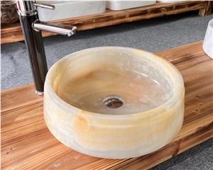 Polished Top Quality Natural Stone Honey Onyx Jade Wash Basin