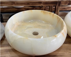 Polished Top Quality Natural Stone Honey Onyx Jade Wash Basin