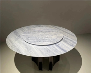 Rectangle Crystal Blue Marble Dinning Table For Living Room