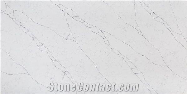 White Quartz Stone Slabs Alaska Bianca Quartz Tiles