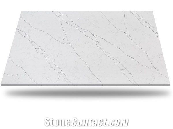 White Quartz Stone Slabs Alaska Bianca Quartz Tiles