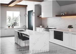 White Quartz Stone Slabs Alaska Bianca Quartz Tiles