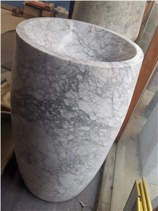 Bianco Carrara Marble Free Standing Pedestal Basin