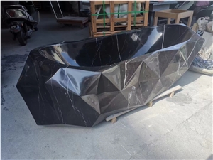 Nero Marquina Marble Bathtub Polished