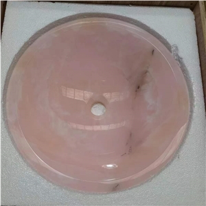 Pink Onyx Stone Basin, Pink Onyx Stone Sink, Drop In Sink