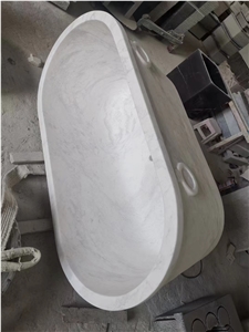 Volakas Marble Bathtub Polished, Greece White Marble Bathtub