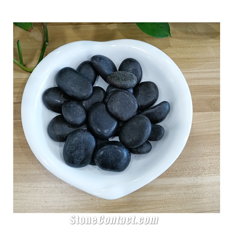 High Polished Black River Pebble Stone