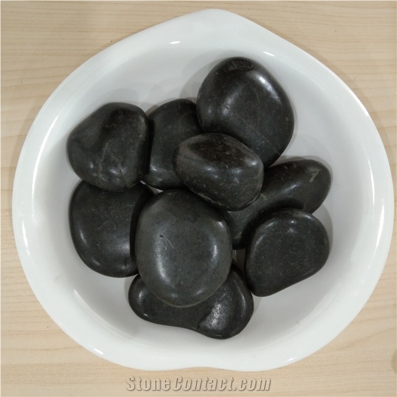 High Polished Black River Pebble Stone