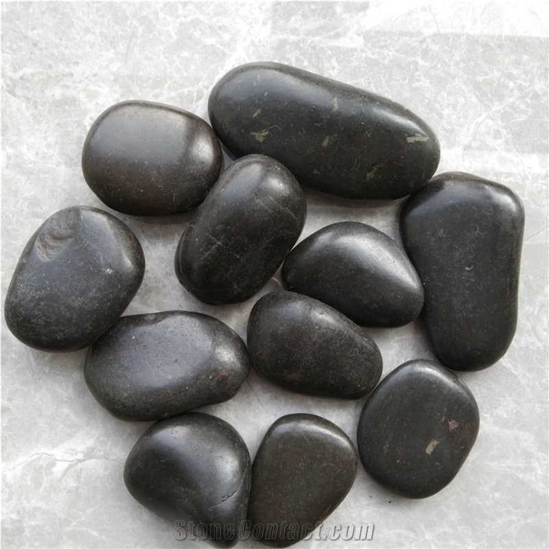 High Polished Black River Pebble Stone
