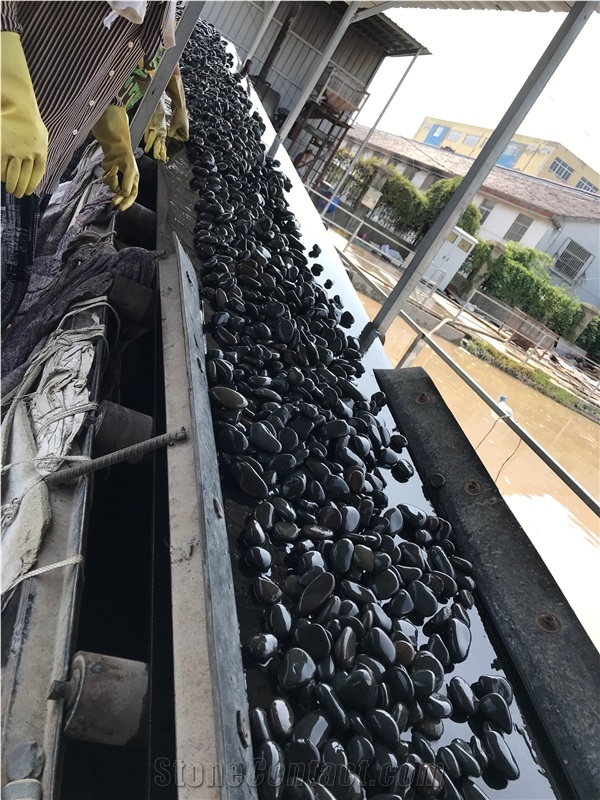 High Polished Black River Pebble Stone