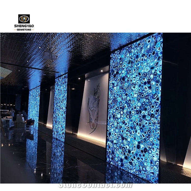 Customized Size Blue Green Semi Precious Stone Agate Slab