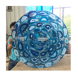 Customized Size Blue Green Semi Precious Stone Agate Slab