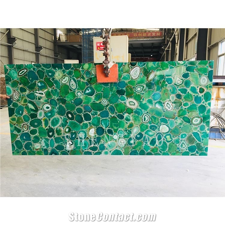 Customized Size Blue Green Semi Precious Stone Agate Slab