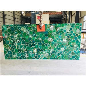 Customized Size Blue Green Semi Precious Stone Agate Slab