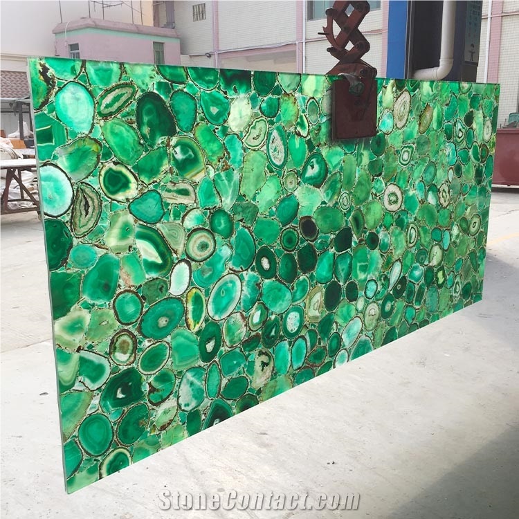 Customized Size Blue Green Semi Precious Stone Agate Slab