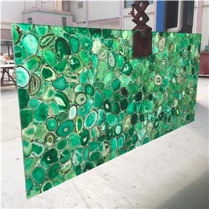 Customized Size Blue Green Semi Precious Stone Agate Slab