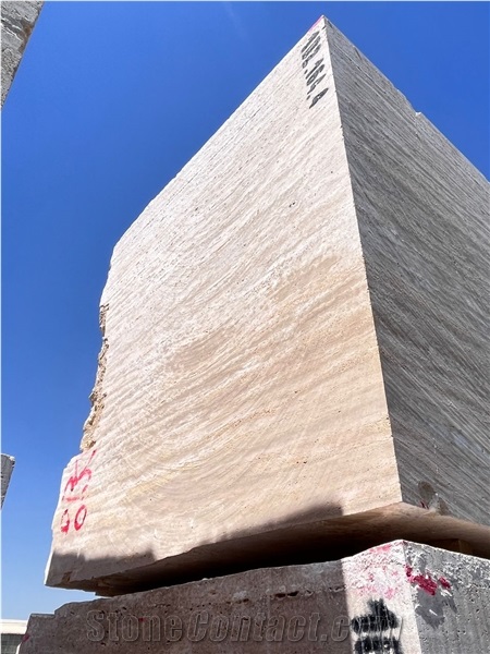 Cream Travertine Blocks Type A,(Persian, Iran)