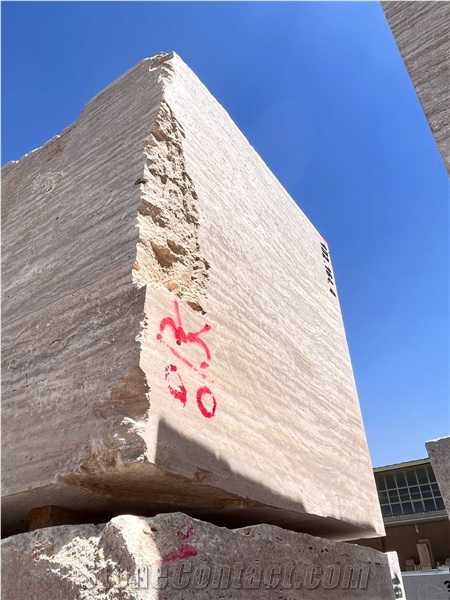 Cream Travertine Blocks Type A,(Persian, Iran)