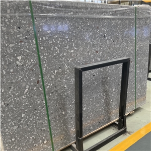 Alba Grey Terrazzo Stone Slab Tile For Interior Floor Design