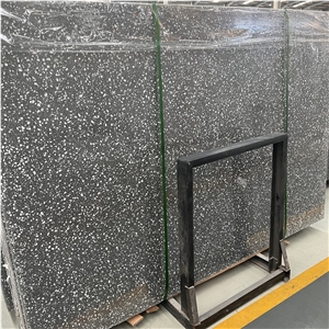 Artificial Dark Grey Terrazzo Slab Interior Wall Floor Decor