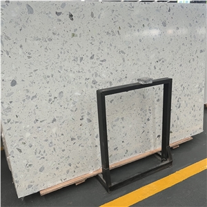 Artificial White Terrazzo Stone Slab For Interior Floor Tile