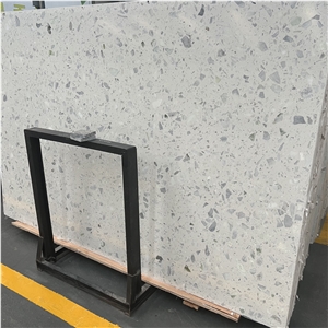 Artificial White Terrazzo Stone Slab For Interior Floor Tile