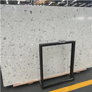 Artificial White Terrazzo Stone Slab For Interior Floor Tile