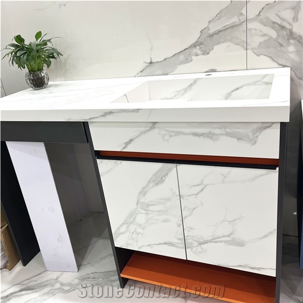 Bathroom Vanity With Sink Use Calacatta White Sintered Stone