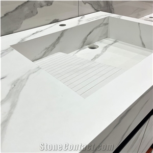 Bathroom Vanity With Sink Use Calacatta White Sintered Stone